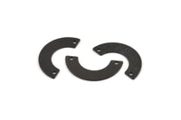 Black Geometric Charm, 12 Textured Oxidized Black Brass Semi Circle Blanks With 2 Holes, Connectors (25x12.5x5.5x0.80mm) D1532