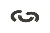 Black Geometric Charm, 12 Textured Oxidized Black Brass Semi Circle Blanks With 2 Holes, Connectors (25x12.5x5.5x0.80mm) D1532