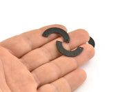 Black Geometric Charm, 12 Textured Oxidized Black Brass Semi Circle Blanks With 2 Holes, Connectors (25x12.5x5.5x0.80mm) D1532