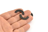 Black Geometric Charm, 12 Textured Oxidized Black Brass Semi Circle Blanks With 2 Holes, Connectors (25x12.5x5.5x0.80mm) D1532