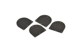 D Shaped Charm, 12 Textured Oxidized Black Brass D Shaped Connectors With 4 Holes (16x17x0.60mm) D926