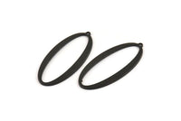 Black Oval Charm, 6 Oxidized Black Brass Oval Charms With 1 Loop (39x18x1mm) D1576