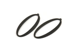 Black Oval Charm, 6 Oxidized Black Brass Oval Charms With 1 Loop (39x18x1mm) D1576