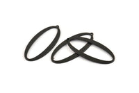 Black Oval Charm, 6 Oxidized Black Brass Oval Charms With 1 Loop (39x18x1mm) D1576