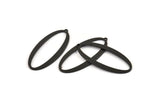 Black Oval Charm, 6 Oxidized Black Brass Oval Charms With 1 Loop (39x18x1mm) D1576