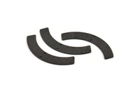 Black Geometric Pendant, 4 Textured Oxidized Black Brass Semi Circle Blanks With 2 Holes (47x8x1mm) D1387