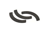 Black Geometric Pendant, 4 Textured Oxidized Black Brass Semi Circle Blanks With 2 Holes (47x8x1mm) D1387