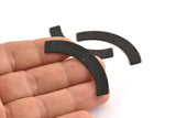 Black Geometric Pendant, 4 Textured Oxidized Black Brass Semi Circle Blanks With 2 Holes (47x8x1mm) D1387