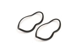 Black Oval Connector, 8 Oxidized Black Brass Wavy Oval Connectors Without Hole, Findings (39x22x0.70mm) D932