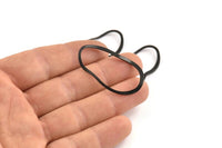 Black Oval Connector, 8 Oxidized Black Brass Wavy Oval Connectors Without Hole, Findings (39x22x0.70mm) D932