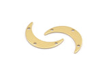 Brass Moon Charm, 24 Raw Brass Crescent Moon Charms With 3 Holes (22x5x0.80mm) M01191