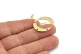 Brass Moon Charm, 24 Raw Brass Crescent Moon Charms With 3 Holes (22x5x0.80mm) M01191