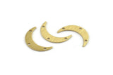 Brass Moon Charm, 24 Textured Raw Brass Crescent Moon Charms With 3 Holes (22x5x0.80mm) M01205