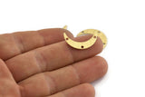 Brass Moon Charm, 24 Textured Raw Brass Crescent Moon Charms With 3 Holes (22x5x0.80mm) M01205