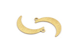Brass Moon Charm, 24 Textured Raw Brass Crescent Moon Charms With 1 Loop (25x5x0.80mm) M01202