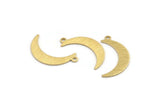 Brass Moon Charm, 24 Textured Raw Brass Crescent Moon Charms With 1 Loop (25x5x0.80mm) M01202