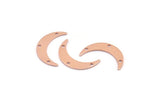 Copper Moon Charm, 24 Raw Copper Crescent Moon Charms With 3 Holes, Stamping Blanks (22x5x0.80mm) M01195