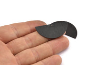 Black Half Moon, 6 Oxidized Black Brass Textured Semi Circle Blanks With 1 Hole, Charms, Earrings (36x18x0.60mm) D0746 H1019