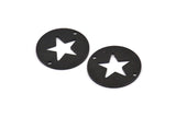 Black Star Connector, 6 Oxidized Black Brass Star Connectors With 2 Holes, Findings, Charms (23x0.9mm) E175