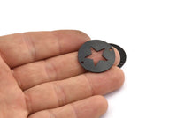 Black Star Connector, 6 Oxidized Black Brass Star Connectors With 2 Holes, Findings, Charms (23x0.9mm) E175