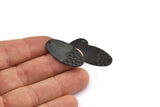Black Oval Charm, 8 Oxidized Black Brass Oval Charms With 1 Hole (29.5x15x0.80mm) D985