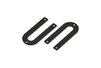 Black Geometric Charm, 10 Oxidized Black Brass U Shaped Pendants With 3 Holes (26x12x0.55mm) E016