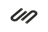 Black Geometric Charm, 10 Oxidized Black Brass U Shaped Pendants With 3 Holes (26x12x0.55mm) E016