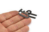 Black Geometric Charm, 10 Oxidized Black Brass U Shaped Pendants With 3 Holes (26x12x0.55mm) E016