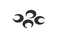 Black Moon Charm, 12 Oxidized Black Brass Crescent Moon Charms With 1 Hole (14x13.5x5x0.8mm) E147