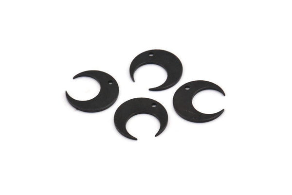 Black Moon Charm, 12 Oxidized Black Brass Crescent Moon Charms With 1 Hole (14x13.5x5x0.8mm) E147