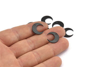 Black Moon Charm, 12 Oxidized Black Brass Crescent Moon Charms With 1 Hole (14x13.5x5x0.8mm) E147