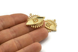 Gold Eye Charm, Gold Plated Brass Eye Charms With 1 Loop, Pendants - Pad Size 2mm (27x25x2mm) N1454