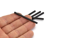 Black Necklace Bar, 6 Oxidized Black Brass Pendants With 1 Hole (2.5x2.5x50mm) D0239