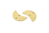 Gold Moon Charm, 12 Gold Plated Brass Moon Charm With 2 Holes, Blanks, Findings (18x8.5x0.70mm) M742