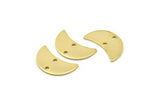 Gold Moon Charm, 12 Gold Plated Brass Moon Charm With 2 Holes, Blanks, Findings (18x8.5x0.70mm) M742