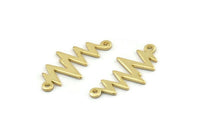 Gold Heart Rhythm Connector, 6 Gold Plated Brass Heart Rhythm Shaped Connectors With 2 Loops (22x10.5x0.75mm) E072