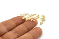 Gold Heart Rhythm Connector, 6 Gold Plated Brass Heart Rhythm Shaped Connectors With 2 Loops (22x10.5x0.75mm) E072