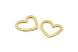 Gold Heart Charm, 8 Gold Plated Brass Heart Connectors, Findings (16x14x1mm) M686 Q0295