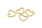 Gold Heart Charm, 8 Gold Plated Brass Heart Connectors, Findings (16x14x1mm) M686 Q0295