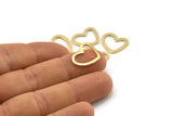 Gold Heart Charm, 8 Gold Plated Brass Heart Connectors, Findings (16x14x1mm) M686 Q0295