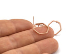 Rose Gold Hexagon Earring, 6 Rose Gold Plated Brass Hexagon Stud Earrings (14mm) BS 1222 A1123 Q1017