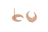 Rose Gold Moon Earring, 4 Rose Gold Brass Crescent Moon Stud Earrings (14x5x0.80mm) D1296 A1319 Q1105