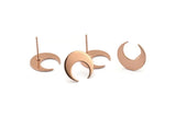 Rose Gold Moon Earring, 4 Rose Gold Brass Crescent Moon Stud Earrings (14x5x0.80mm) D1296 A1319 Q1105