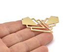 Brass Triangle Charm, 6 Raw Brass Diamond Charms With 1 Hole (46x22x1mm) M01172