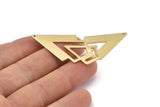 Brass Triangle Charm, 6 Raw Brass Diamond Charms With 1 Hole (46x22x1mm) M01171