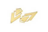 Brass Triangle Charm, 6 Raw Brass Diamond Charms With 1 Hole (46x22x1mm) M01170