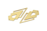Brass Triangle Charm, 6 Raw Brass Diamond Charms With 1 Hole (46x22x1mm) M01174