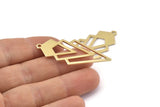 Brass Triangle Charm, 6 Raw Brass Diamond Charms With 1 Loop (49x22x1mm) M01161