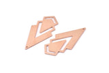 Copper Triangle Charm, 4 Raw Copper Diamond Charms With 1 Hole (46x22x1mm) M01184