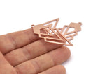 Copper Triangle Charm, 4 Raw Copper Diamond Charms With 1 Loop (49x22x1mm) M01143